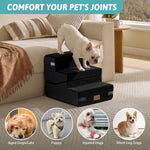Cozy Kiss 3-Step Convertible 2-in-1 Pet Stairs with Ramp Mode for aged , injured, and short-legged pets 
