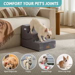 Cozy Kiss 3-Step Convertible 2-in-1 Pet Stairs with Ramp Mode for aged , injured, and short-legged pets 