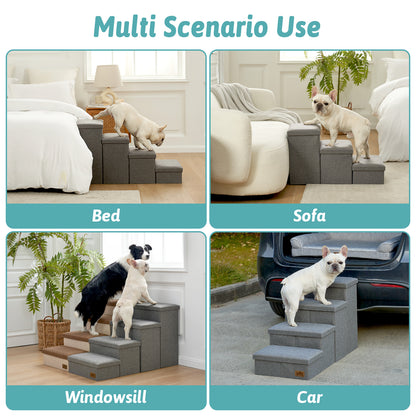 Cozy Kiss storage pet stairs for bed, sofa, windowsill, and car access #color_Grey