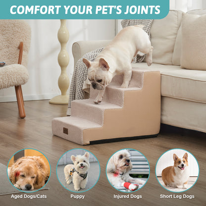 Cozy Kiss 4-Step Non-Slip Right-Angle Pet Stairs for senior, injured, and short-legged pets #color_Beige