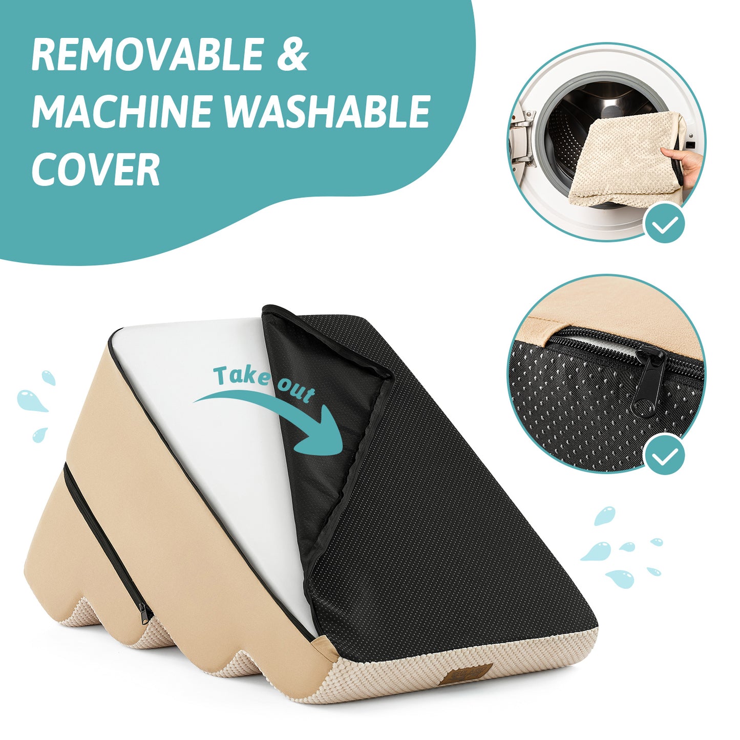Cozy Kiss removable machine washable cover with hidden zipper closure #color_Beige