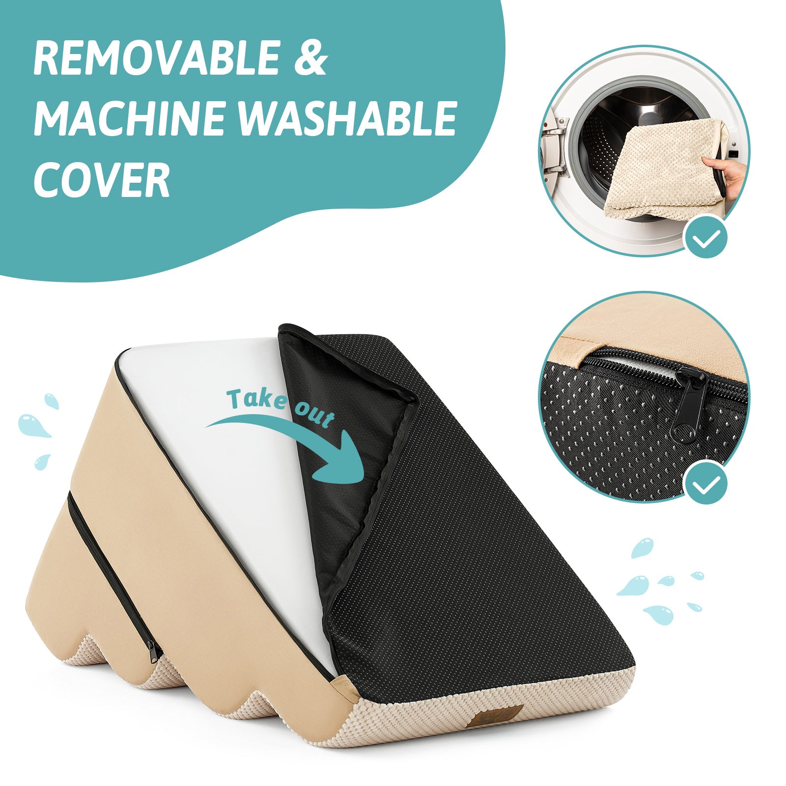 Cozy Kiss removable machine washable cover with hidden zipper closure #color_Beige