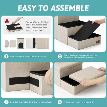Cozy Kiss Storage Pet Stairs with Play Condo easy assembly instructions #color_Cream