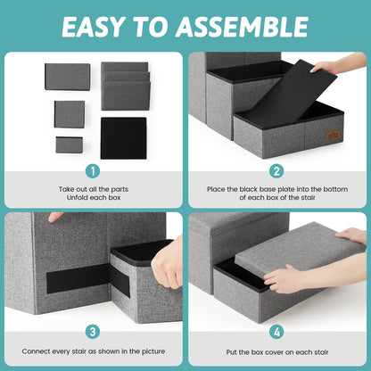 Easy assembly guide for Cozy Kiss foldable storage pet stairs #color_Grey