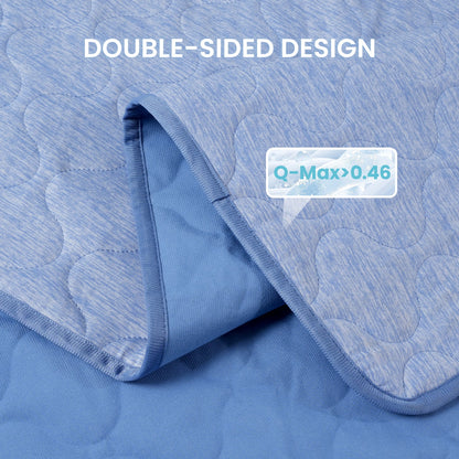 Close up of Cozy Kiss cooling pet blanket with Q-Max>0.46.#color_Blue