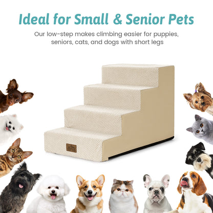 Cozy Kiss Right-Angle Pet Stairs ideal for senior pets #color_Beige