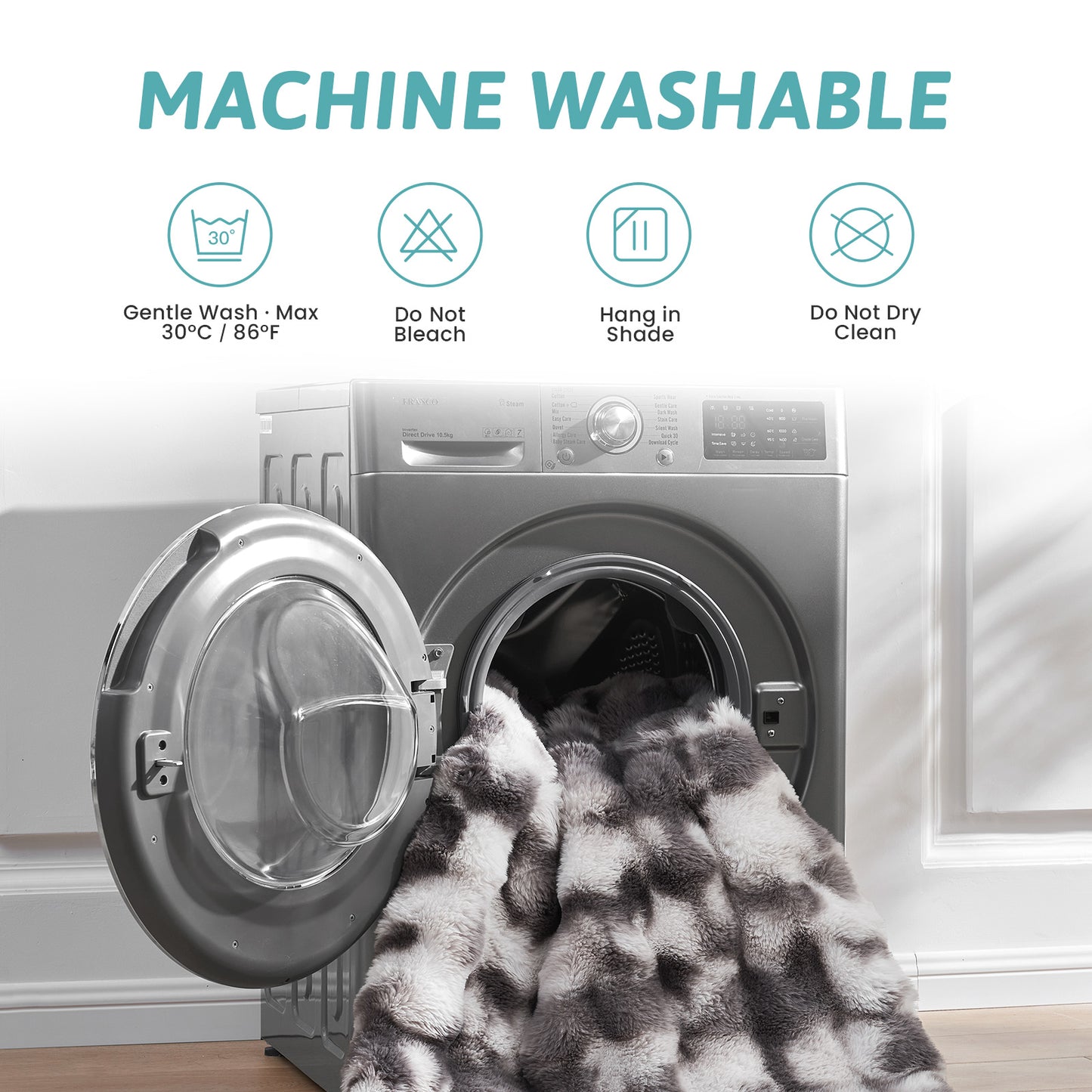 Cozy Kiss Fluffy Soft Bubble Faux Fur Couch Cover machine washable pet sofa mat #color_Tie-Dye Grey