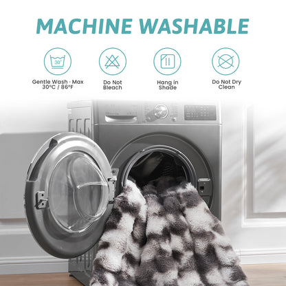 Cozy Kiss Fluffy Soft Bubble Faux Fur Couch Cover machine washable pet sofa mat #color_Tie-Dye Grey