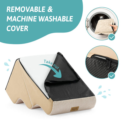 Cozy Kiss 3-Step 2-in-1 Pet Stairs with Ramp Mode and removable machine washable cover #color_Beige