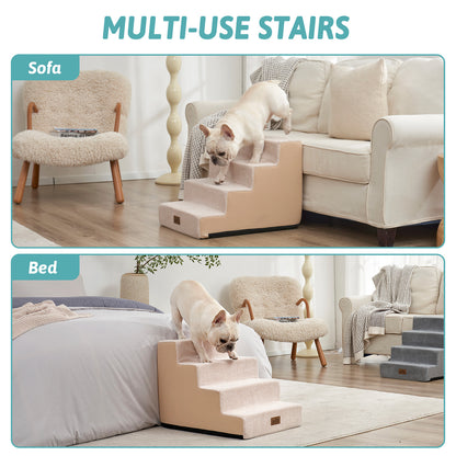 Cozy Kiss 4-Step Non-Slip Right-Angle Pet Stairs for multi use #color_Beige