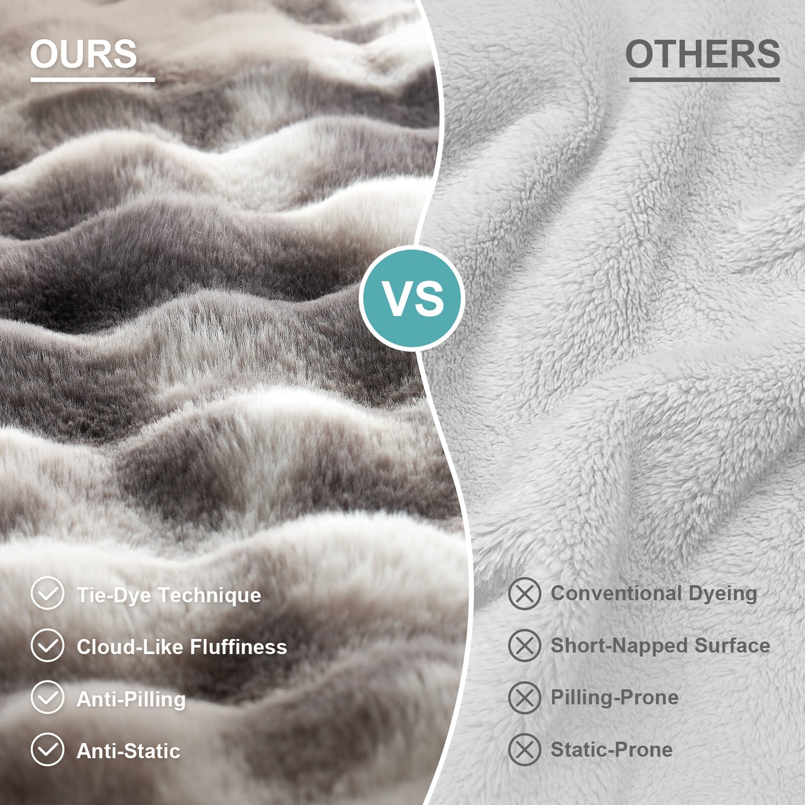 Cozy Kiss Fluffy Soft Bubble Faux Fur Couch Cover premium faux fur sofa cover comparison #color_Tie-Dye Grey