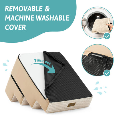 Cozy Kiss removable machine washable pet stairs cover with hidden zipper #color_Beige