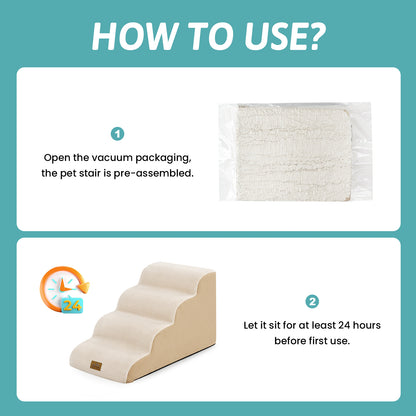 Step-by-step usage guide for Cozy Kiss Gentle Slope Curved Pet Stairs #color_Beige