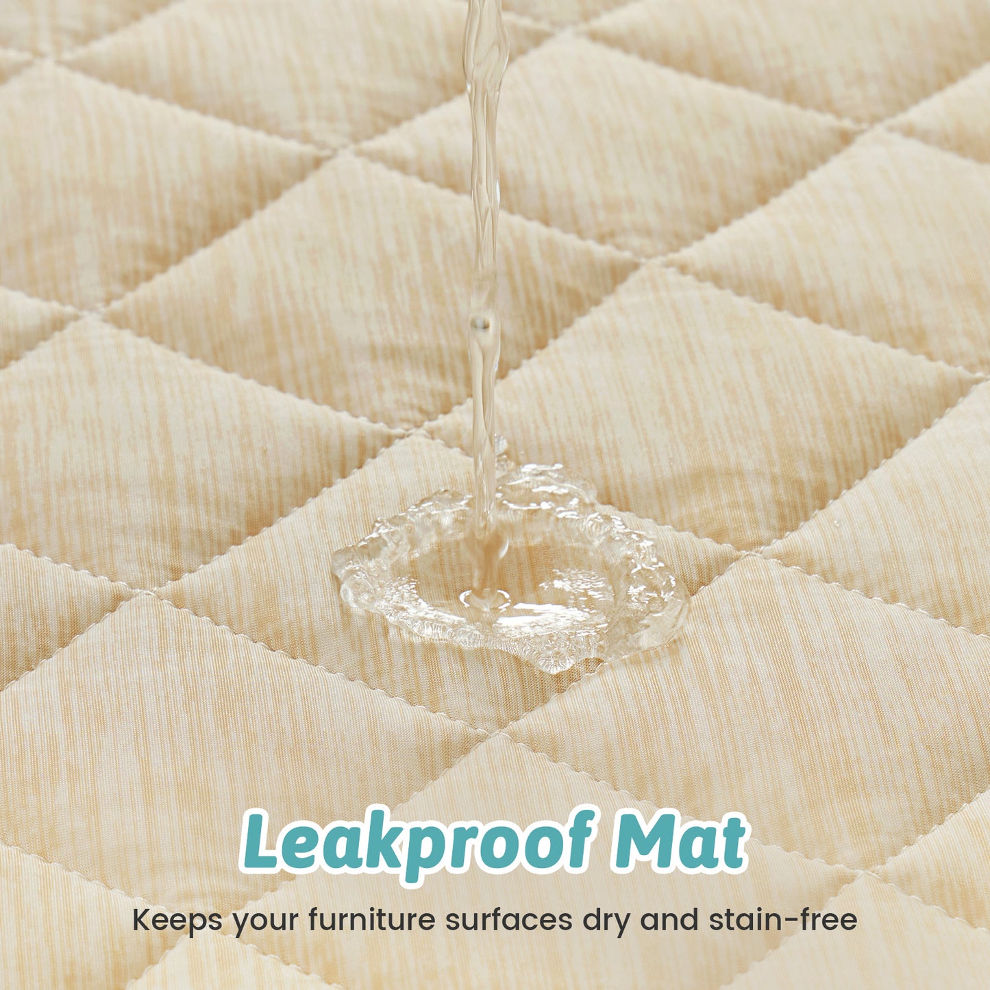 Cozy Kiss Diamond-Quilted Leakproof Cooling Couch Cover leakproof surface protection close-up #color_Beige