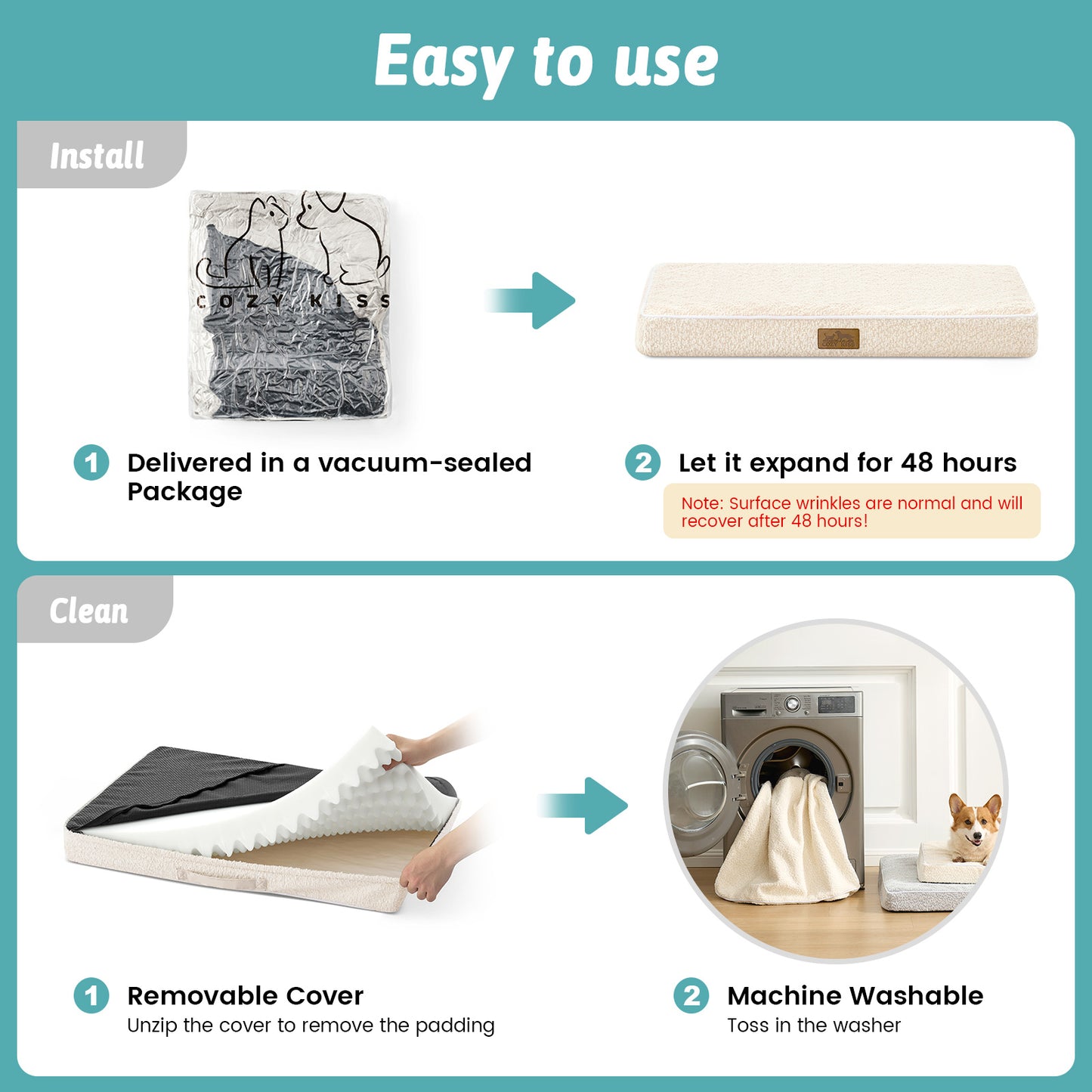 Instructions for using Cozy Kiss All Seasons Scratch-Resistant Crate Mat