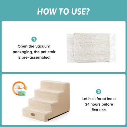 Cozy Kiss 4-Step Non-Slip Right-Angle Pet Stairs setup instructions and expansion guide #color_Beige